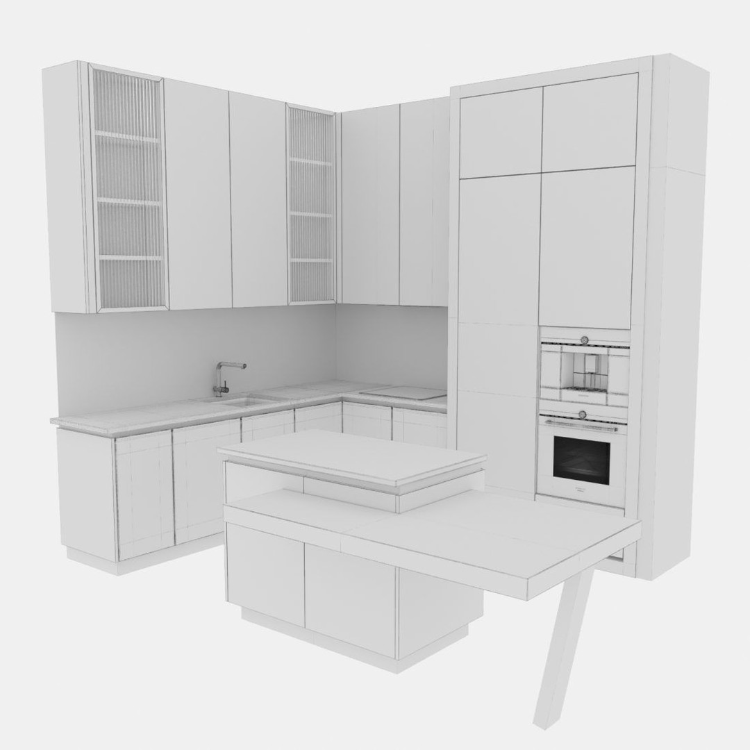 Modern Kitchen 3D Model – High Poly PBR Asset, FBX & OBJ Formats