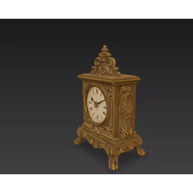 Antique Table Clock 3D Model – Vintage Design, PBR Textures, FBX - View 2