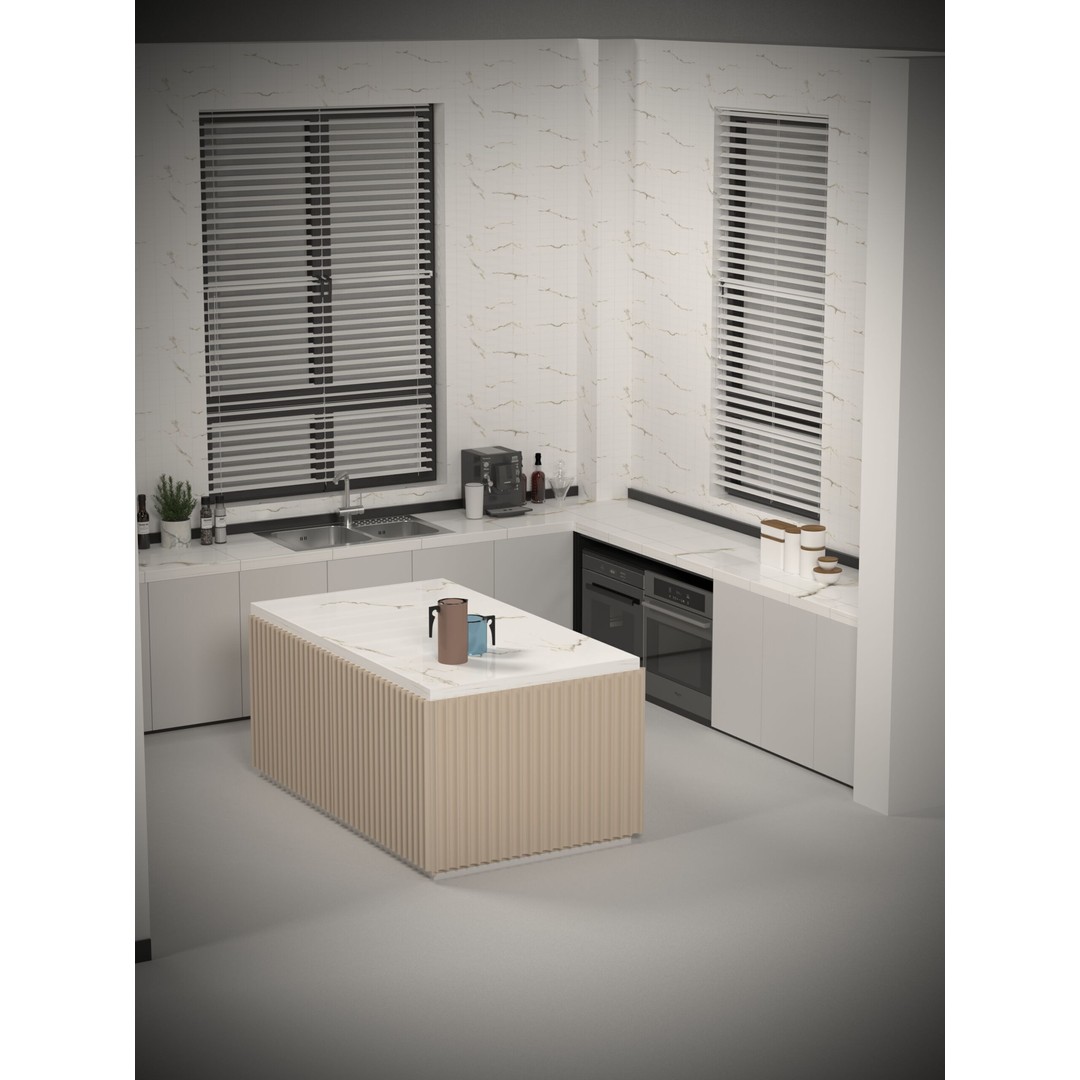 Modern Kitchen Fountain 3D Model – Elegant Decorative Element, FBX - View 3