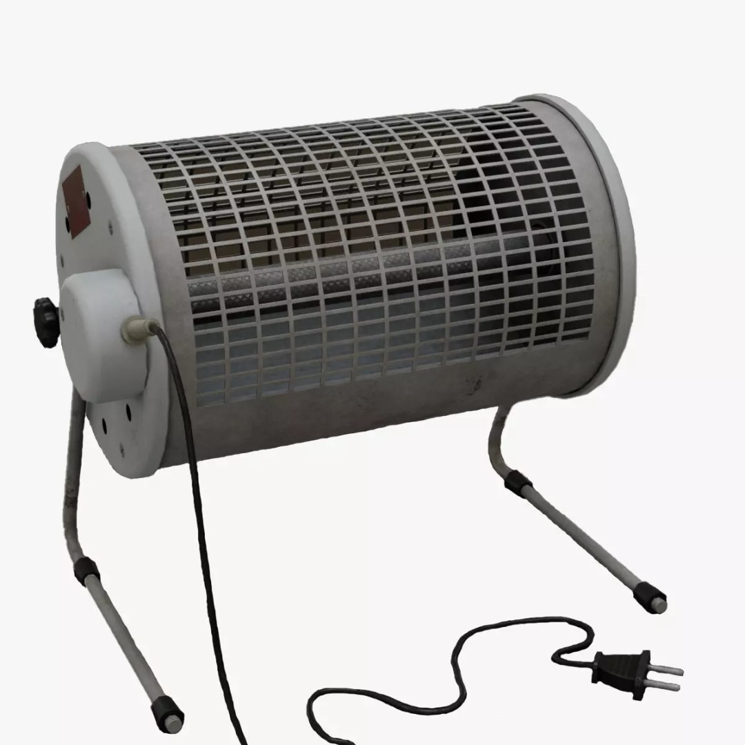 Old Heater 3D Model – Low Poly Vintage Household Appliance, FBX - View 2
