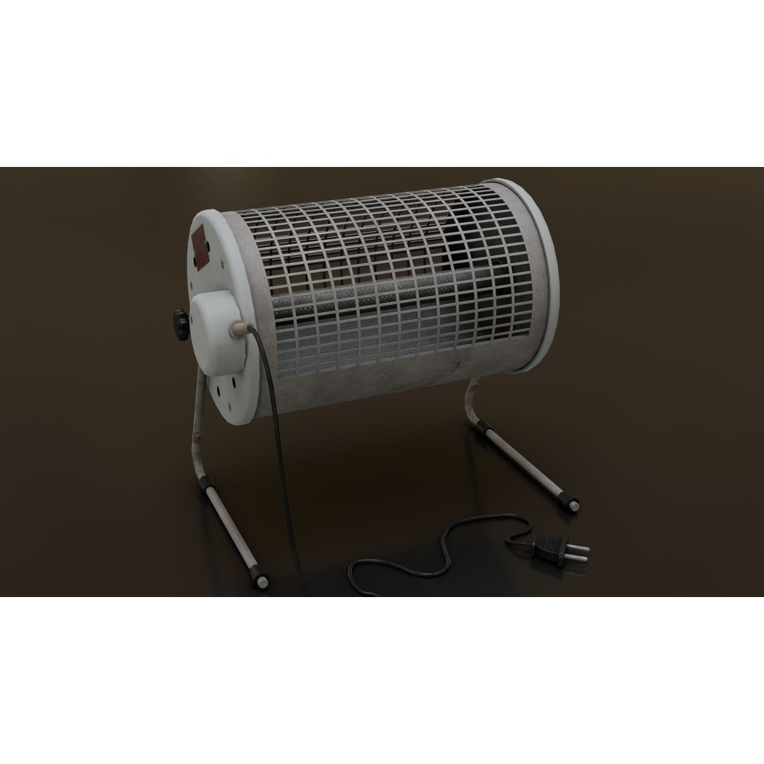 Old Heater 3D Model – Low Poly Vintage Household Appliance, FBX - View 3