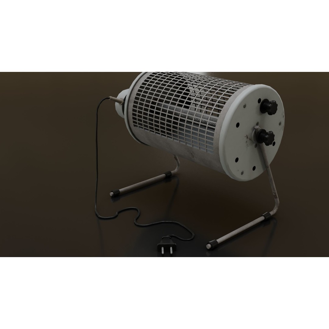 Old Heater 3D Model – Low Poly Vintage Household Appliance, FBX - View 4