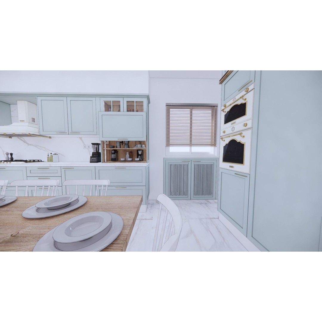 Classic Kitchen 3D Model – Detailed Interior Design, FBX & Blender