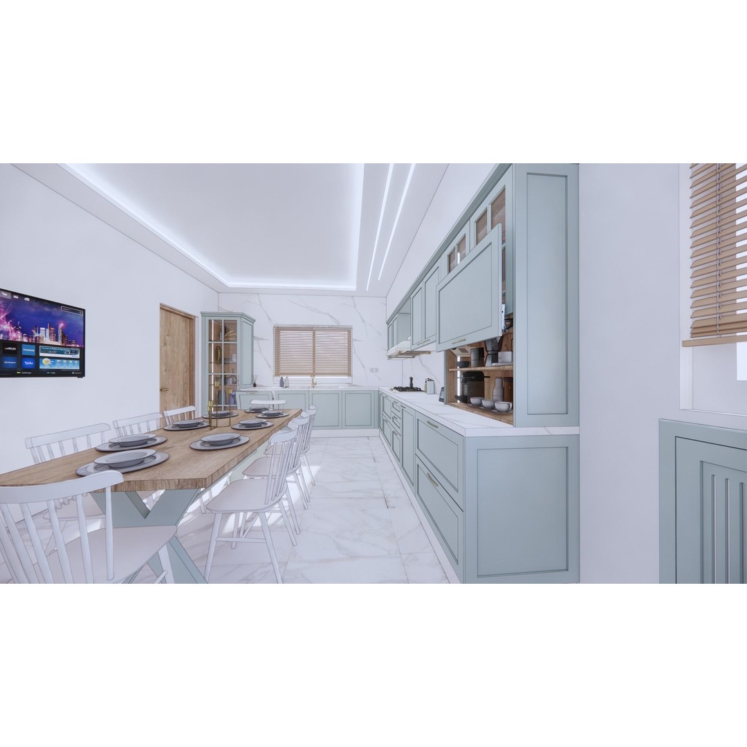 Classic Kitchen 3D Model – Detailed Interior Design, FBX & Blender - View 10