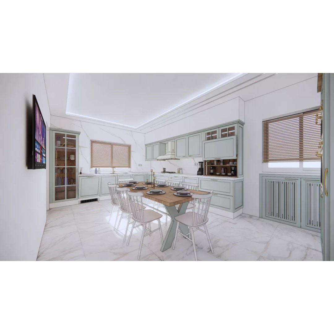 Classic Kitchen 3D Model – Detailed Interior Design, FBX & Blender - View 2