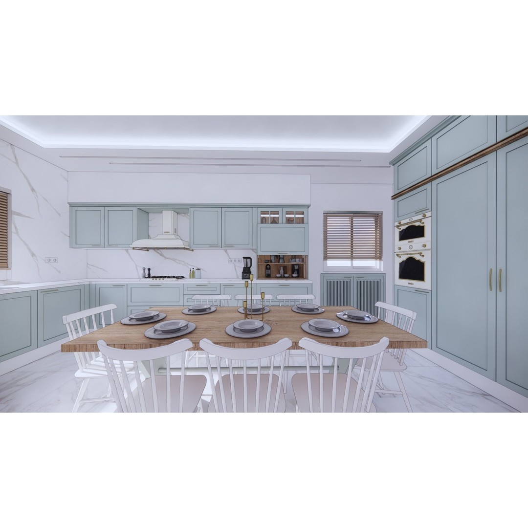 Classic Kitchen 3D Model – Detailed Interior Design, FBX & Blender - View 3