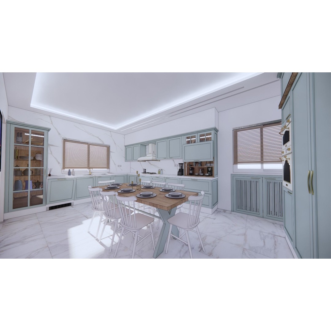 Classic Kitchen 3D Model – Detailed Interior Design, FBX & Blender - View 4