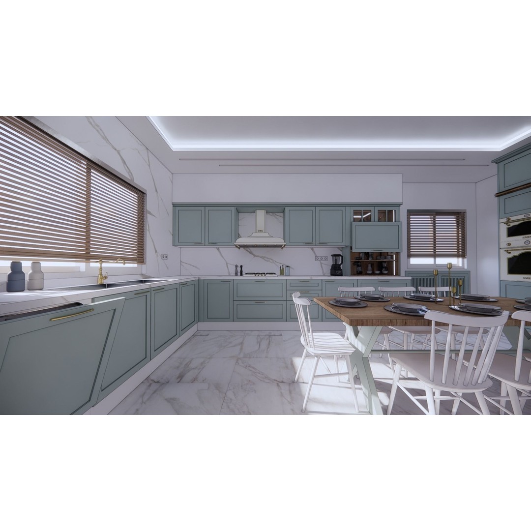 Classic Kitchen 3D Model – Detailed Interior Design, FBX & Blender - View 8
