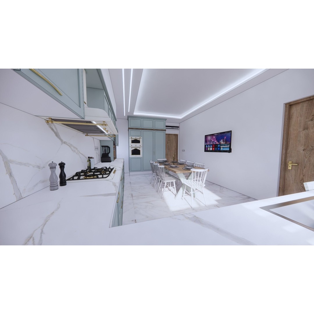 Classic Kitchen 3D Model – Detailed Interior Design, FBX & Blender - View 9