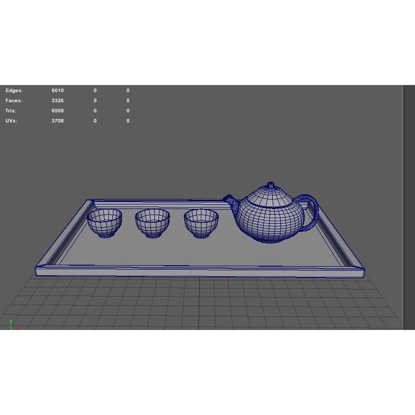 Japanese Tea Set 3D Model – PBR Kitchenware, FBX, OBJ, Blender