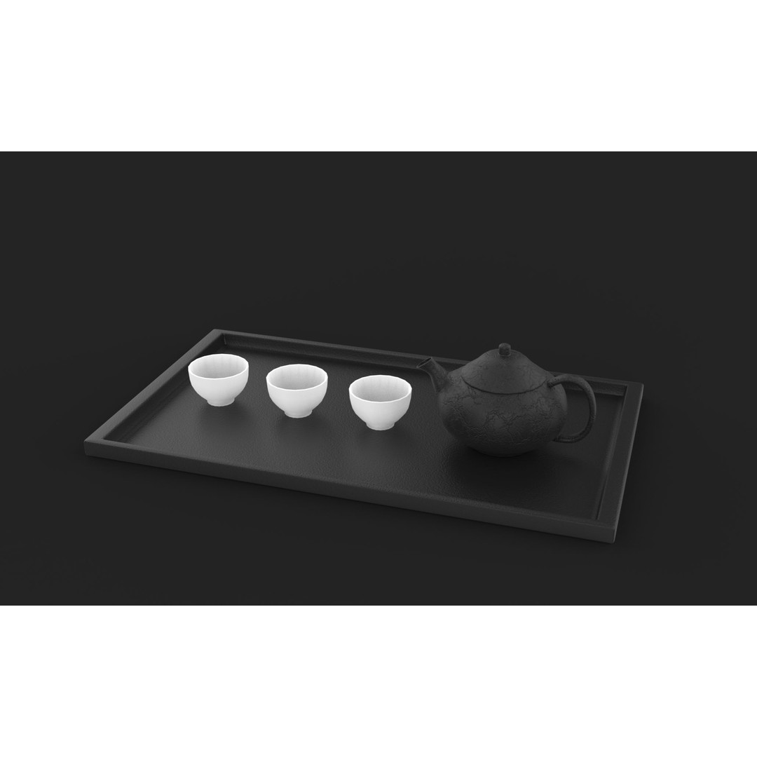 Japanese Tea Set 3D Model – PBR Kitchenware, FBX, OBJ, Blender - View 4