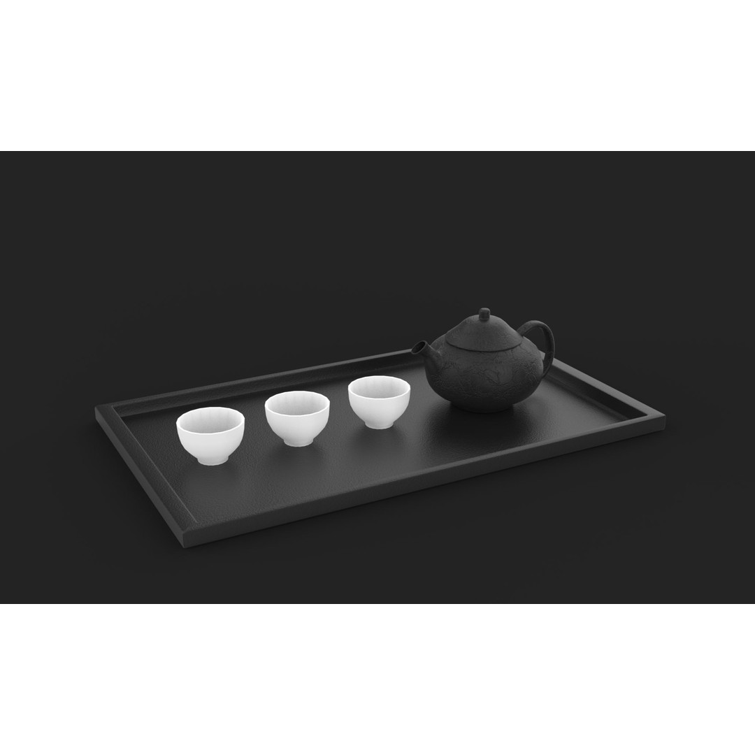 Japanese Tea Set 3D Model – PBR Kitchenware, FBX, OBJ, Blender - View 5