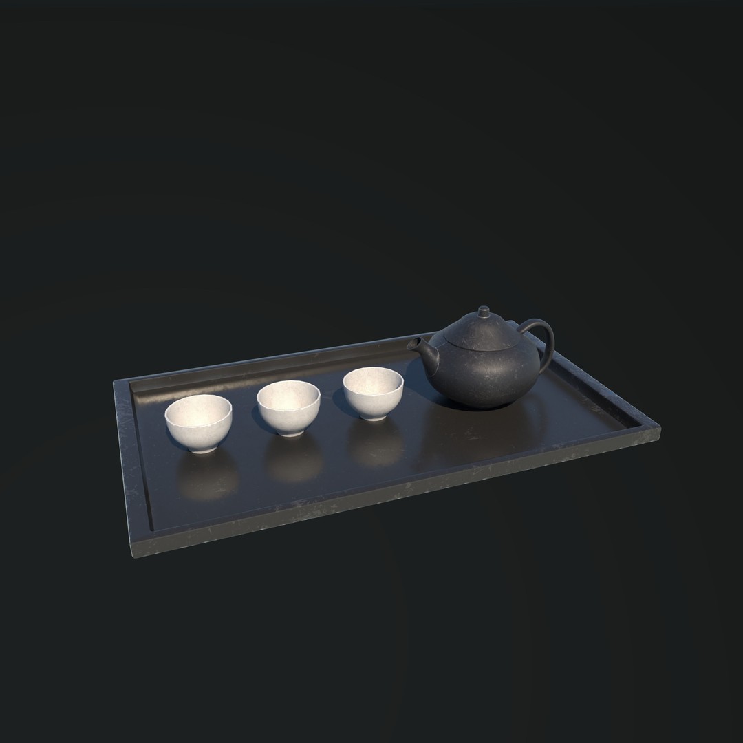 Japanese Tea Set 3D Model – PBR Kitchenware, FBX, OBJ, Blender - View 6