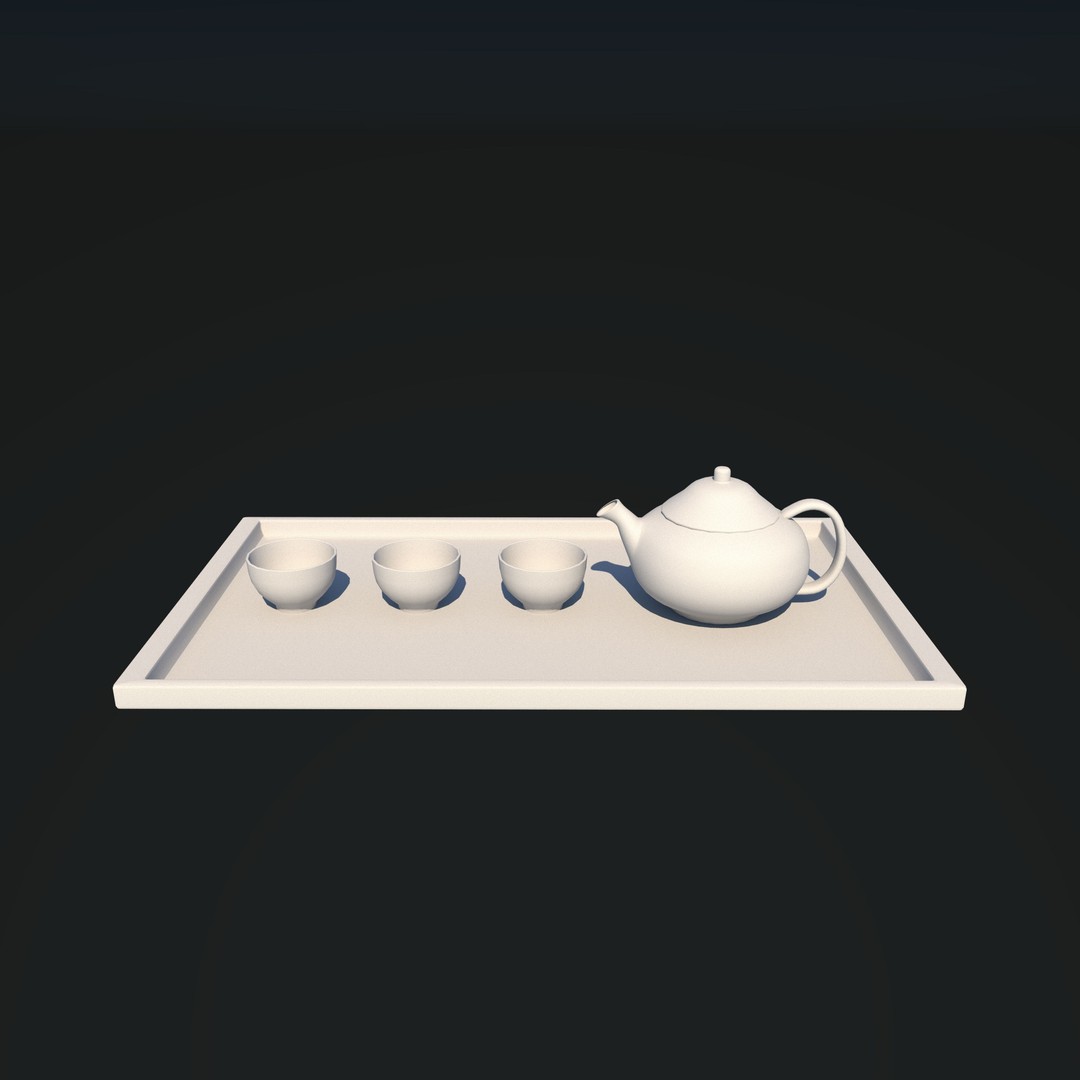 Japanese Tea Set 3D Model – PBR Kitchenware, FBX, OBJ, Blender - View 7
