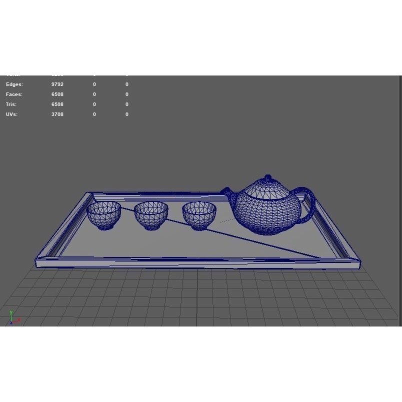 Japanese Tea Set 3D Model – PBR Kitchenware, FBX, OBJ, Blender - View 9