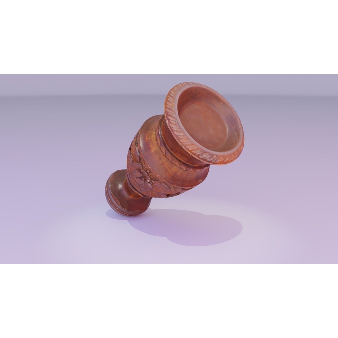 Wood Vase 3D Model – High Poly Handmade Decoration, FBX, OBJ