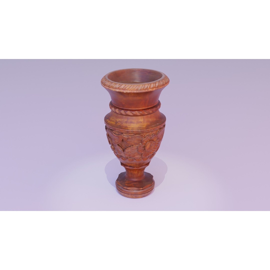 Wood Vase 3D Model – High Poly Handmade Decoration, FBX, OBJ - View 18