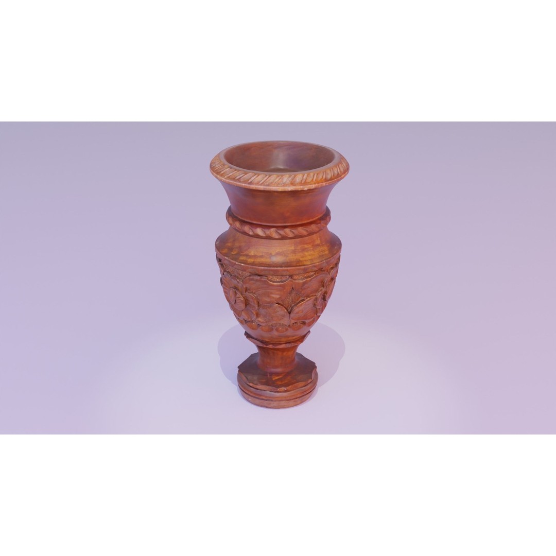 Wood Vase 3D Model – High Poly Handmade Decoration, FBX, OBJ - View 19