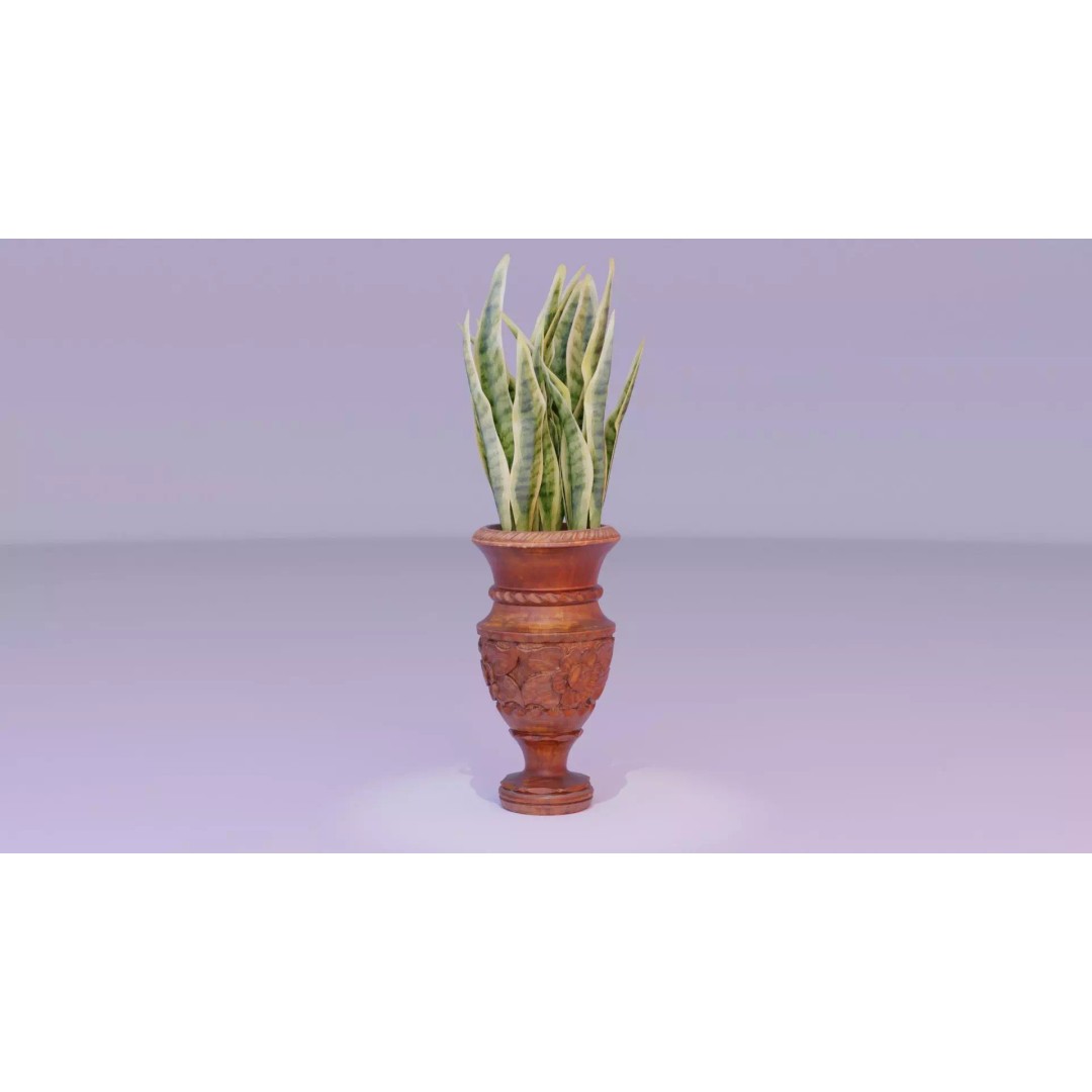 Wood Vase 3D Model – High Poly Handmade Decoration, FBX, OBJ - View 2