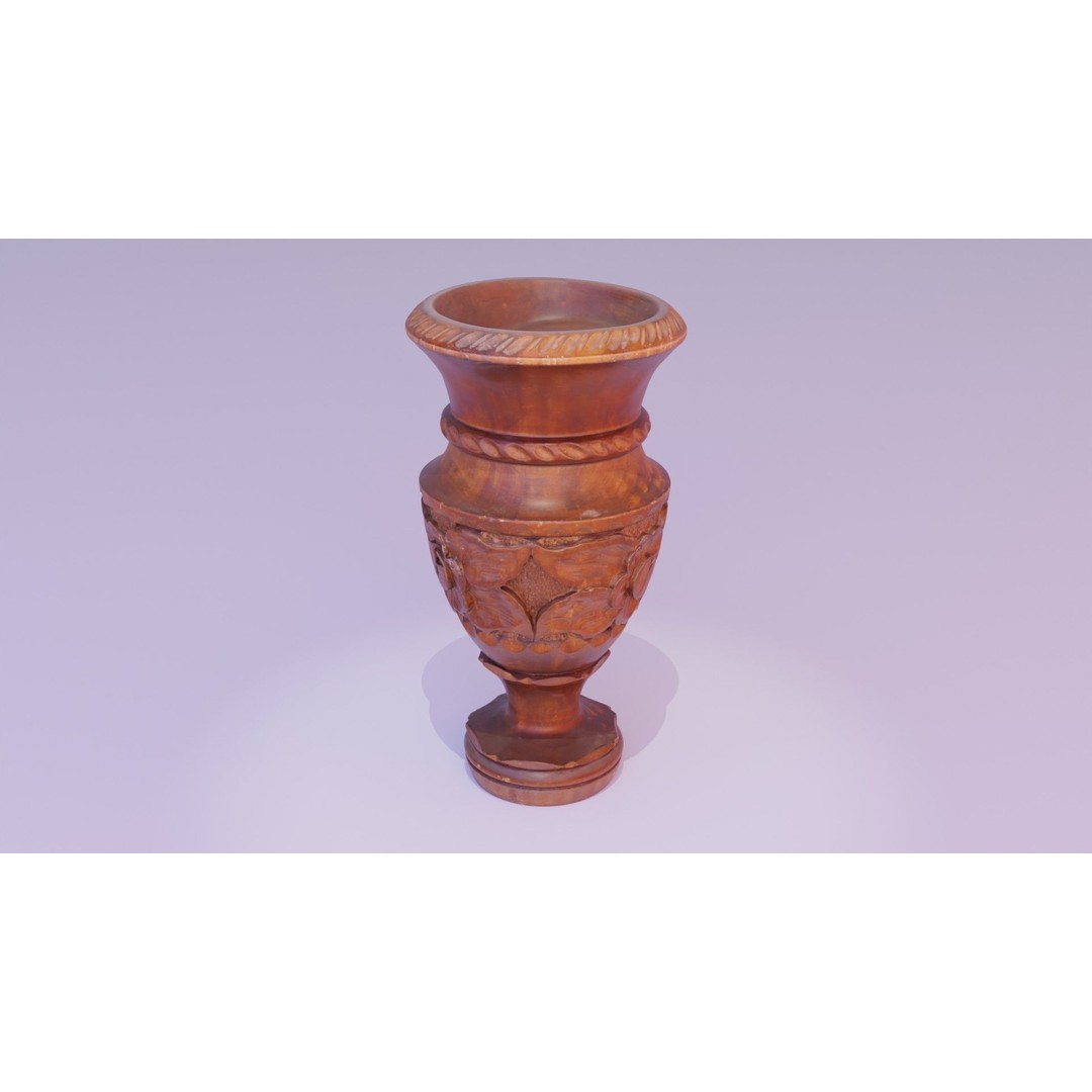 Wood Vase 3D Model – High Poly Handmade Decoration, FBX, OBJ - View 22
