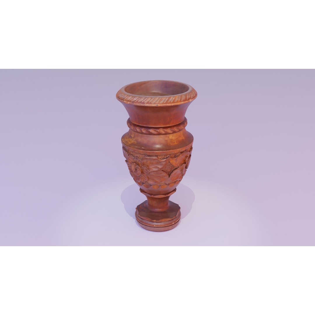 Wood Vase 3D Model – High Poly Handmade Decoration, FBX, OBJ - View 26
