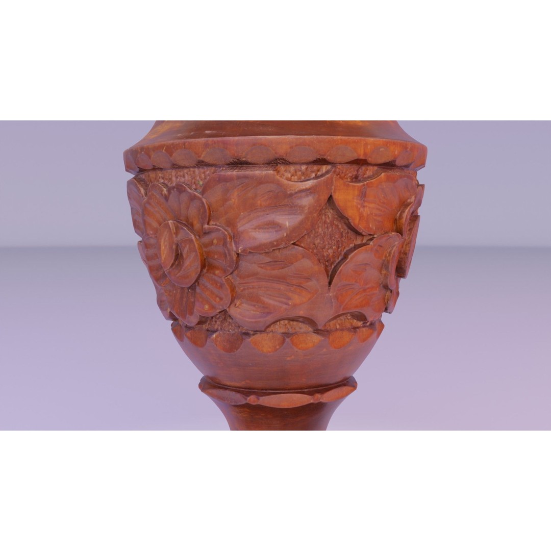 Wood Vase 3D Model – High Poly Handmade Decoration, FBX, OBJ - View 27