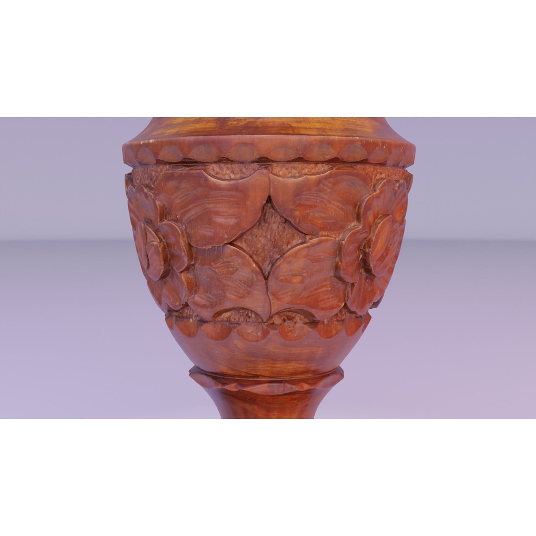 Wood Vase 3D Model – High Poly Handmade Decoration, FBX, OBJ - View 28