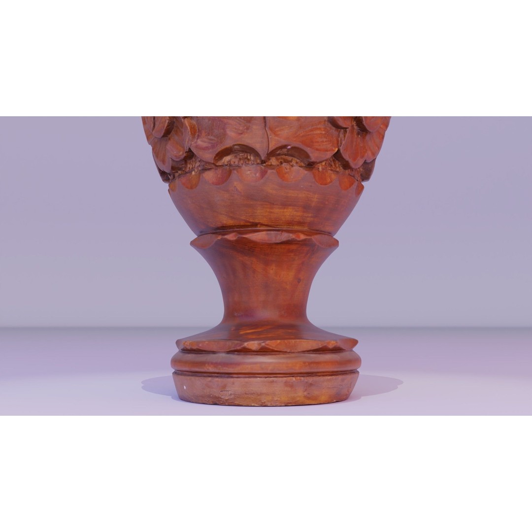Wood Vase 3D Model – High Poly Handmade Decoration, FBX, OBJ - View 29