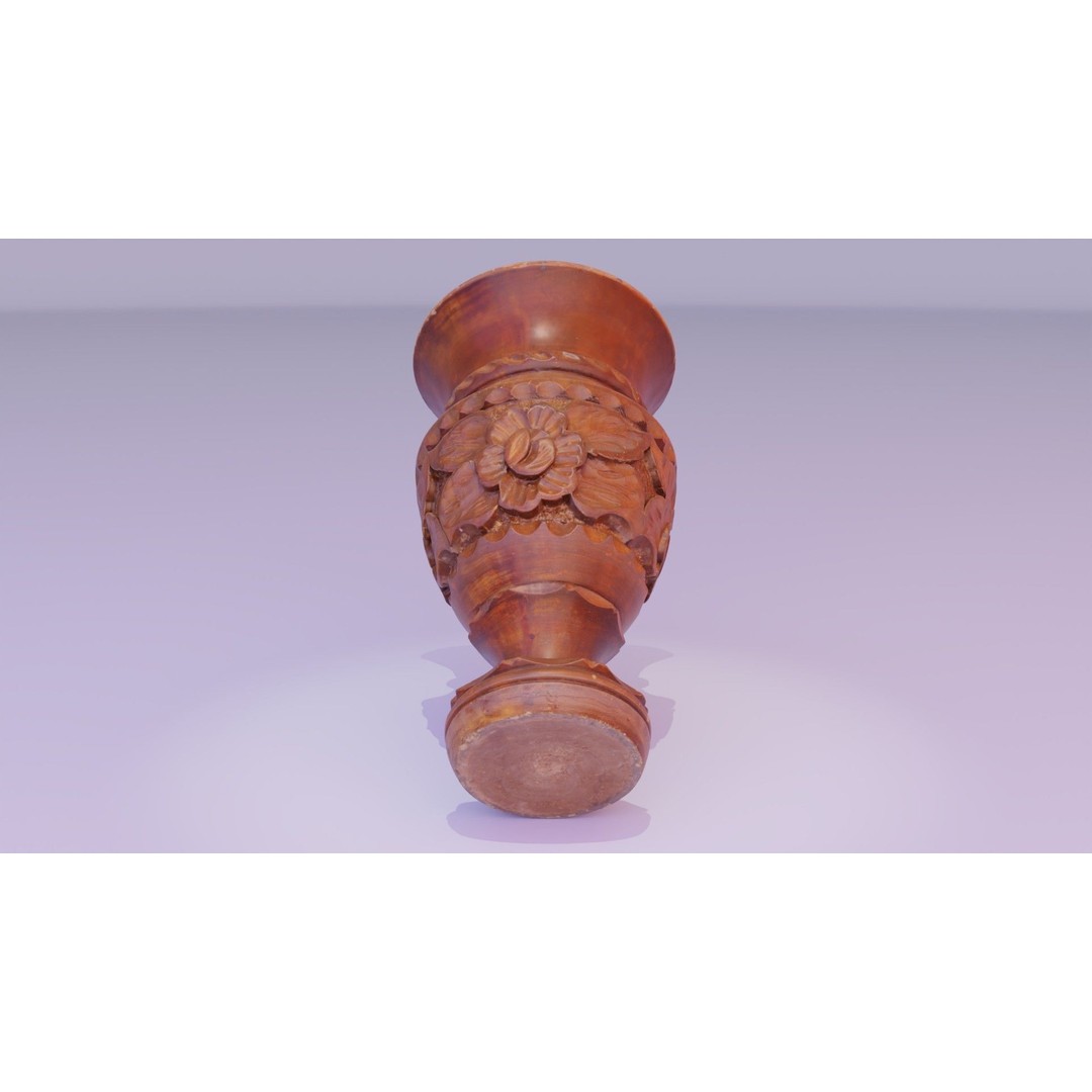 Wood Vase 3D Model – High Poly Handmade Decoration, FBX, OBJ - View 32