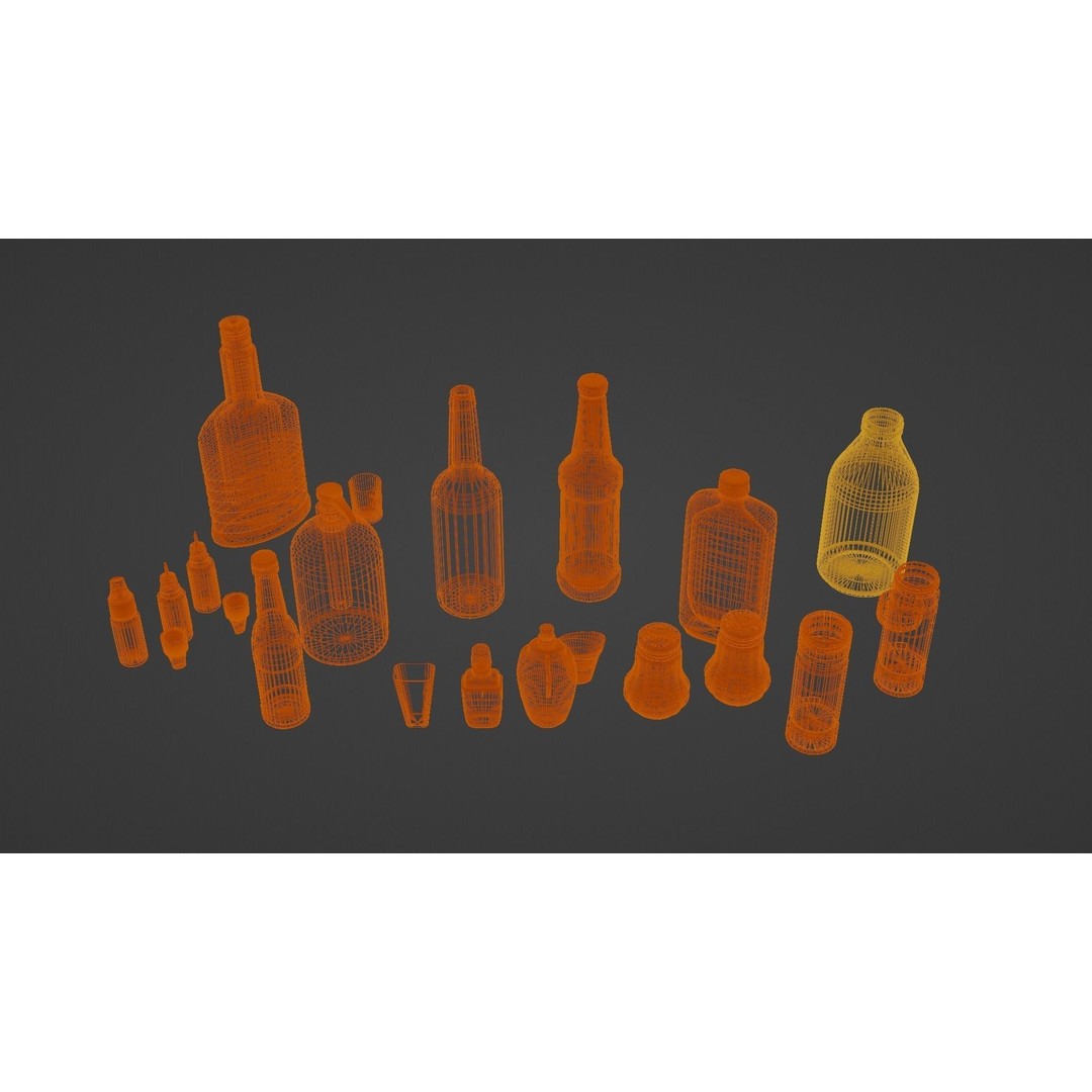 Bottle 3D Model Collection – Low Poly PBR Textured Game Assets, FBX - View 11