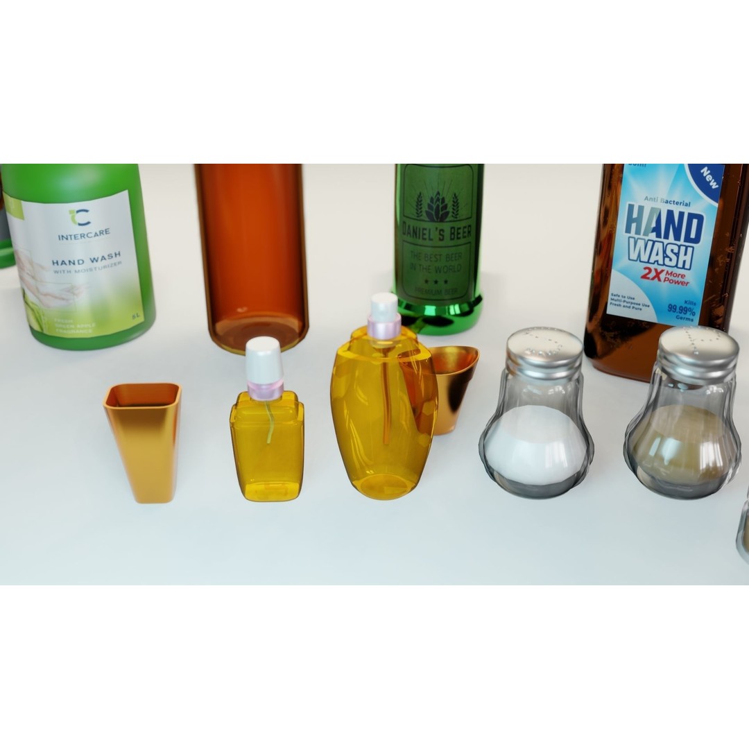 Bottle 3D Model Collection – Low Poly PBR Textured Game Assets, FBX - View 12