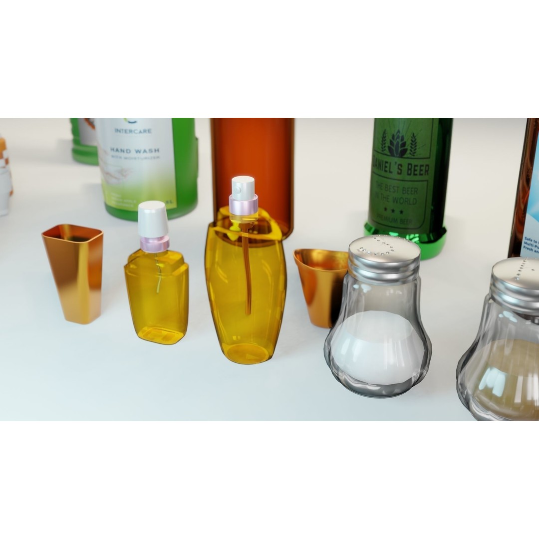 Bottle 3D Model Collection – Low Poly PBR Textured Game Assets, FBX - View 13