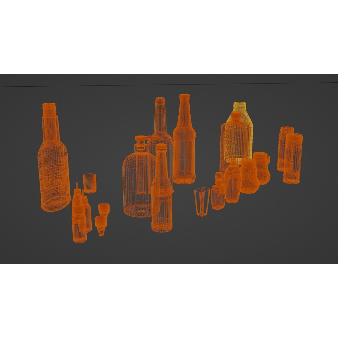 Bottle 3D Model Collection – Low Poly PBR Textured Game Assets, FBX - View 14
