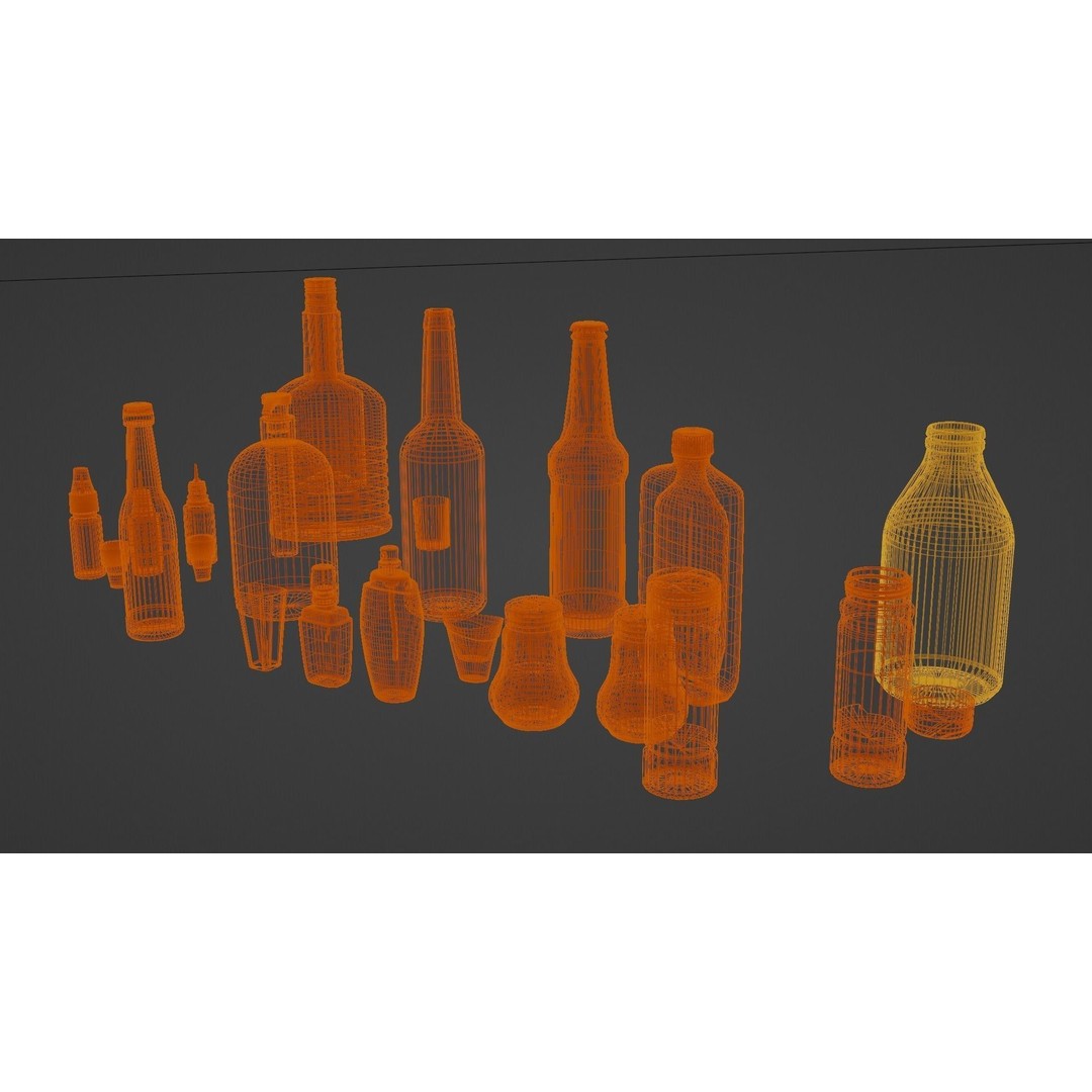 Bottle 3D Model Collection – Low Poly PBR Textured Game Assets, FBX - View 17