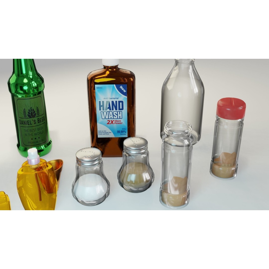 Bottle 3D Model Collection – Low Poly PBR Textured Game Assets, FBX - View 8