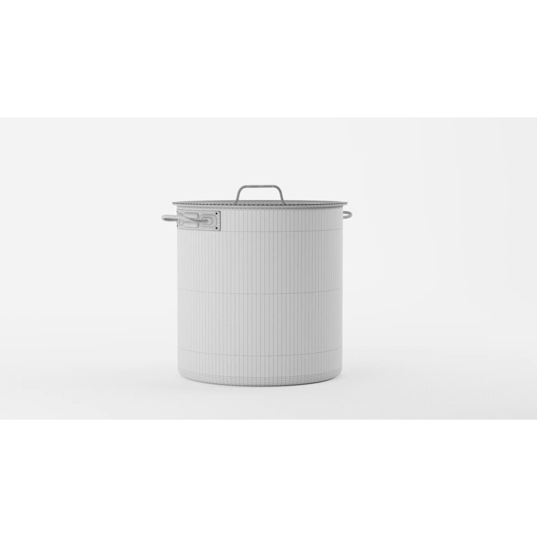 CONCORD Polished Stainless Steel Stock Pot 3D Model – High Quality PBR Asset, FBX, OBJ