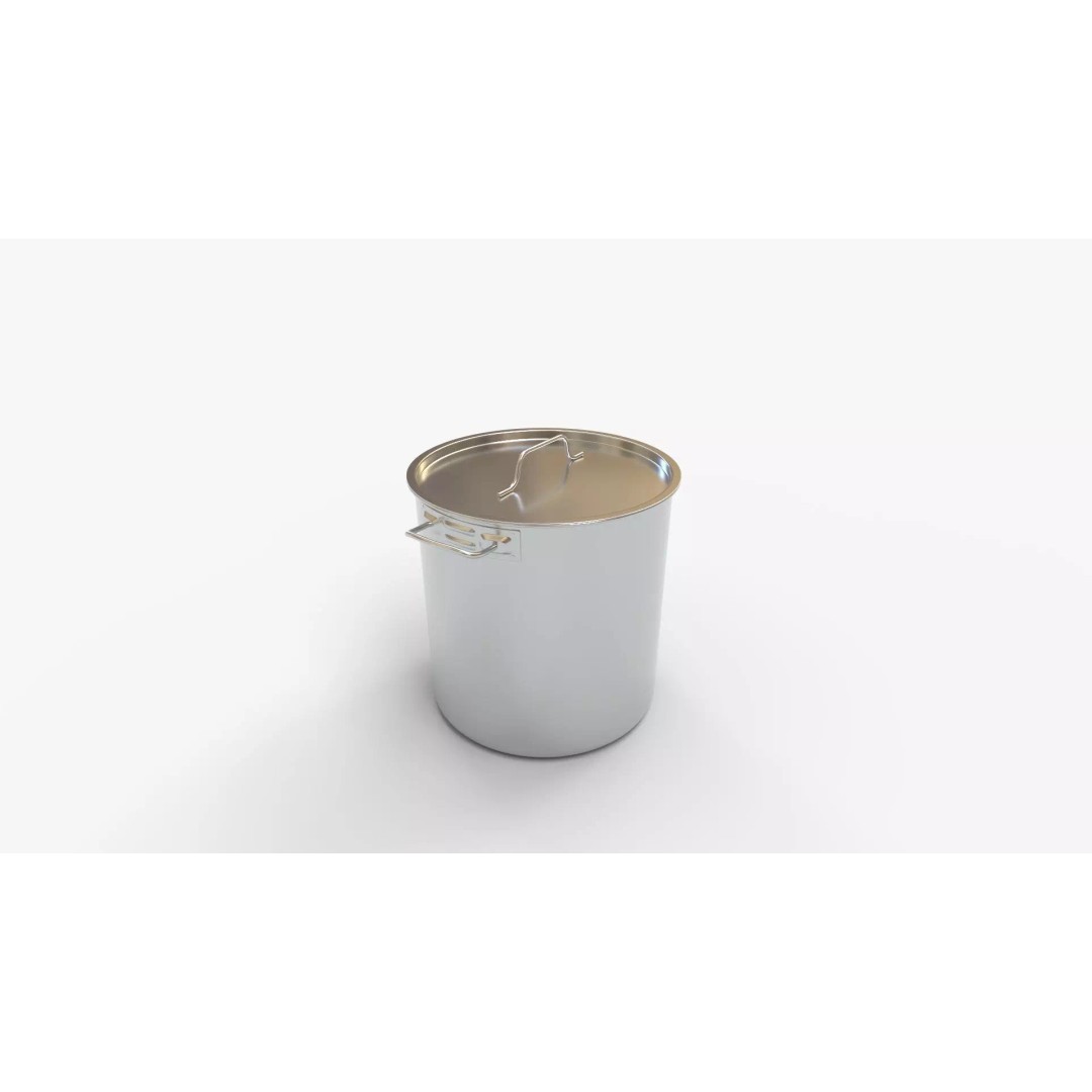 CONCORD Polished Stainless Steel Stock Pot 3D Model – High Quality PBR Asset, FBX, OBJ - View 12