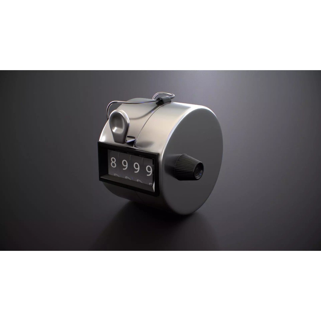 Hand Tally Counter 3D Model – Low Poly PBR Game Asset, FBX, OBJ - View 2