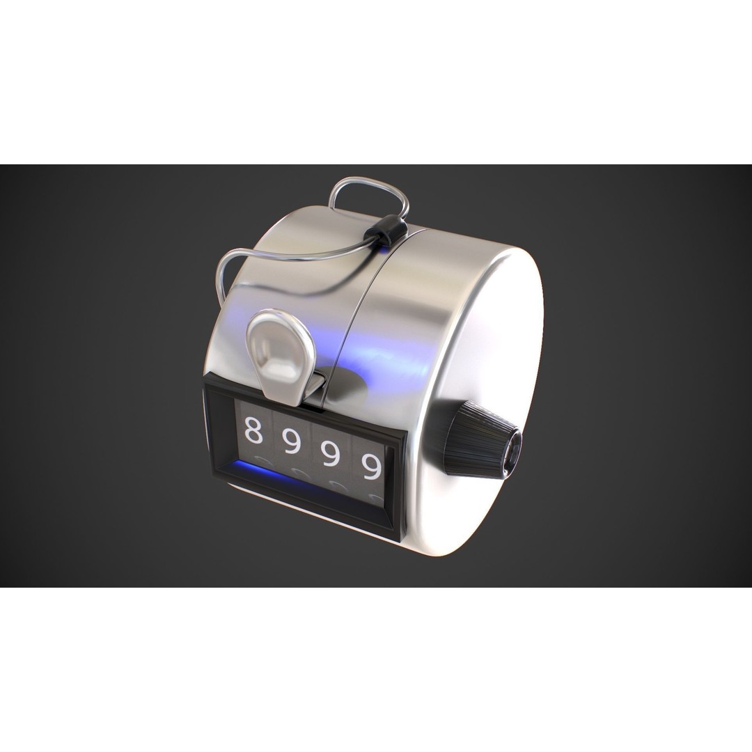 Hand Tally Counter 3D Model – Low Poly PBR Game Asset, FBX, OBJ - View 21