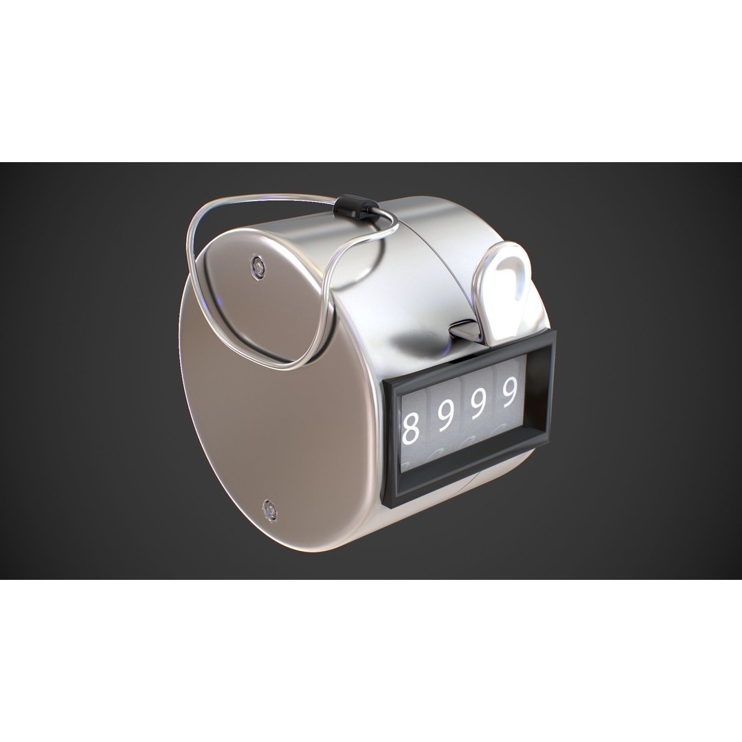 Hand Tally Counter 3D Model – Low Poly PBR Game Asset, FBX, OBJ - View 22