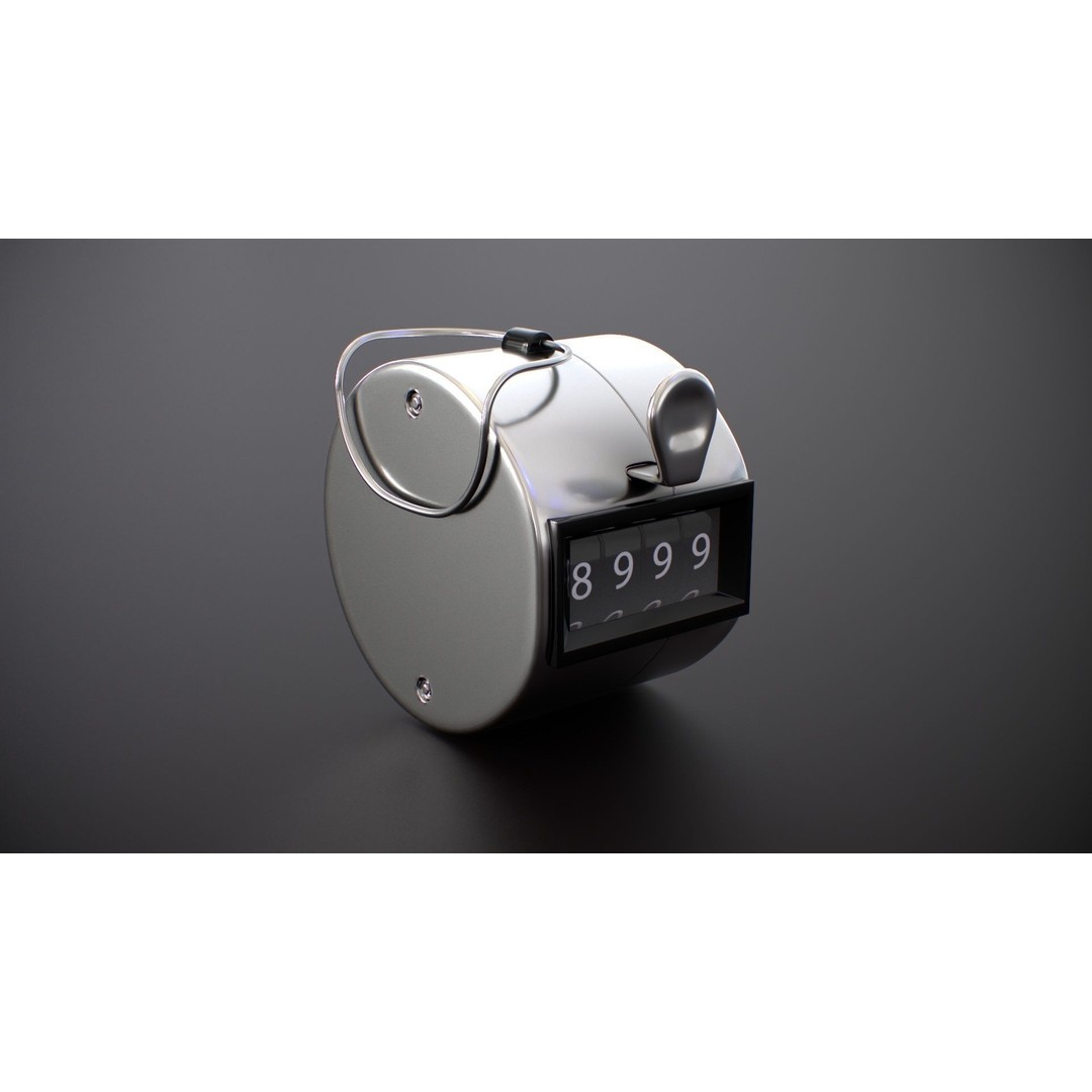 Hand Tally Counter 3D Model – Low Poly PBR Game Asset, FBX, OBJ - View 3