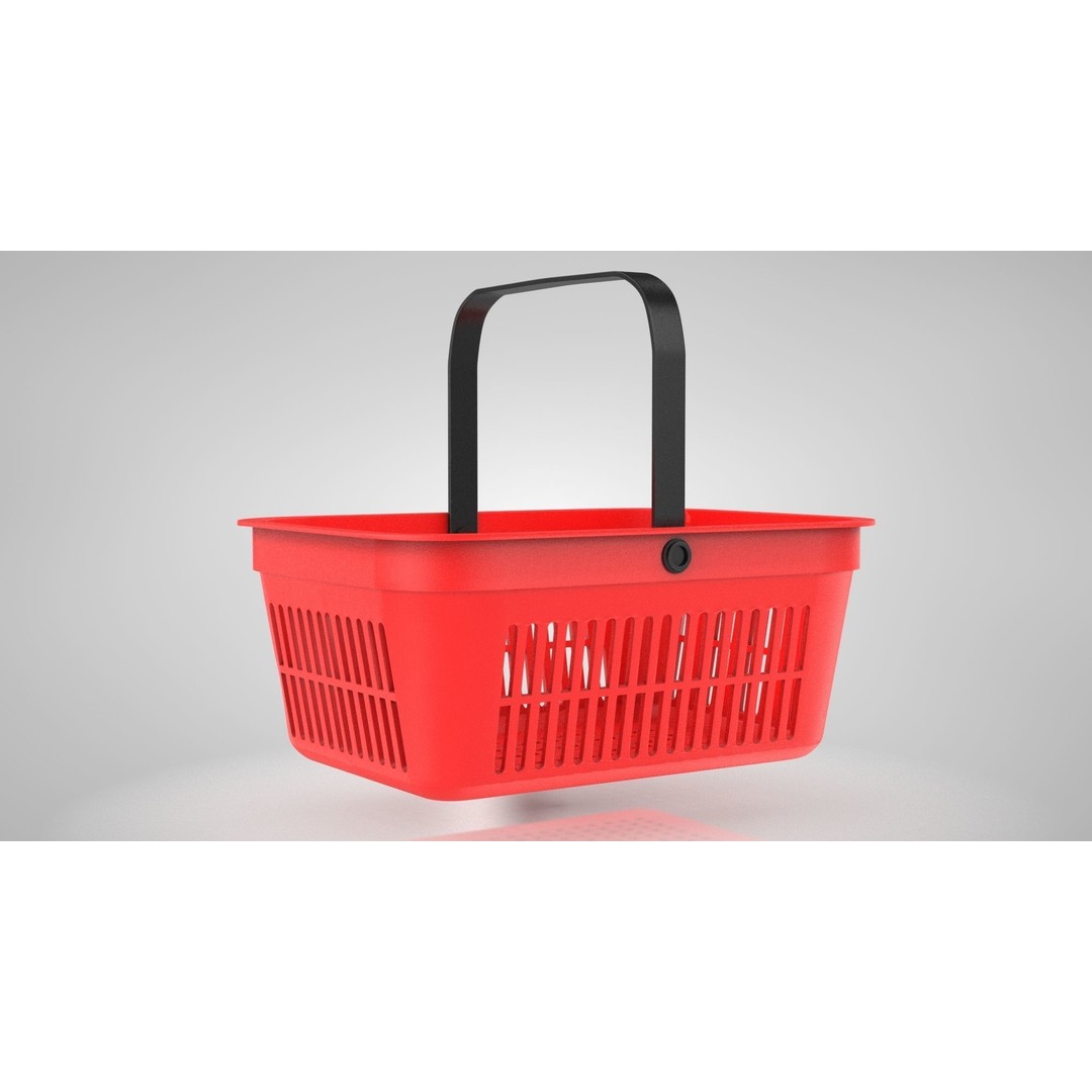 Shopping Hand Basket 3D Model – Low Poly Household Tool, FBX, PBR Textures - View 10