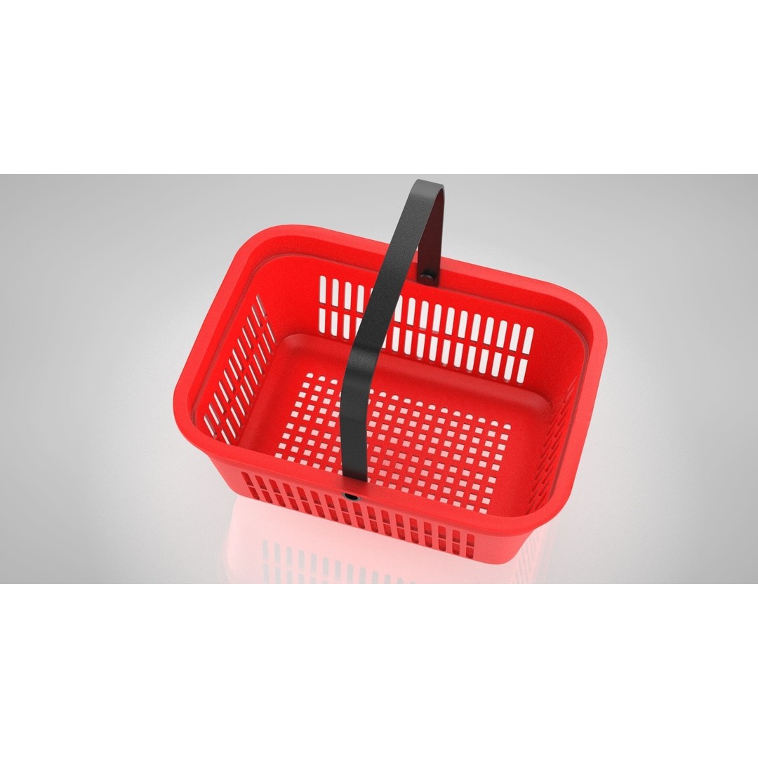 Shopping Hand Basket 3D Model – Low Poly Household Tool, FBX, PBR Textures - View 11