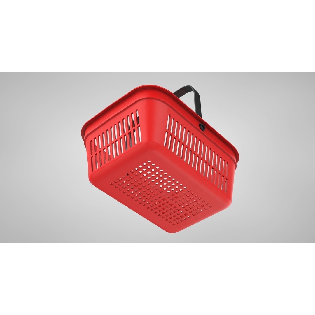 Shopping Hand Basket 3D Model – Low Poly Household Tool, FBX, PBR Textures - View 12