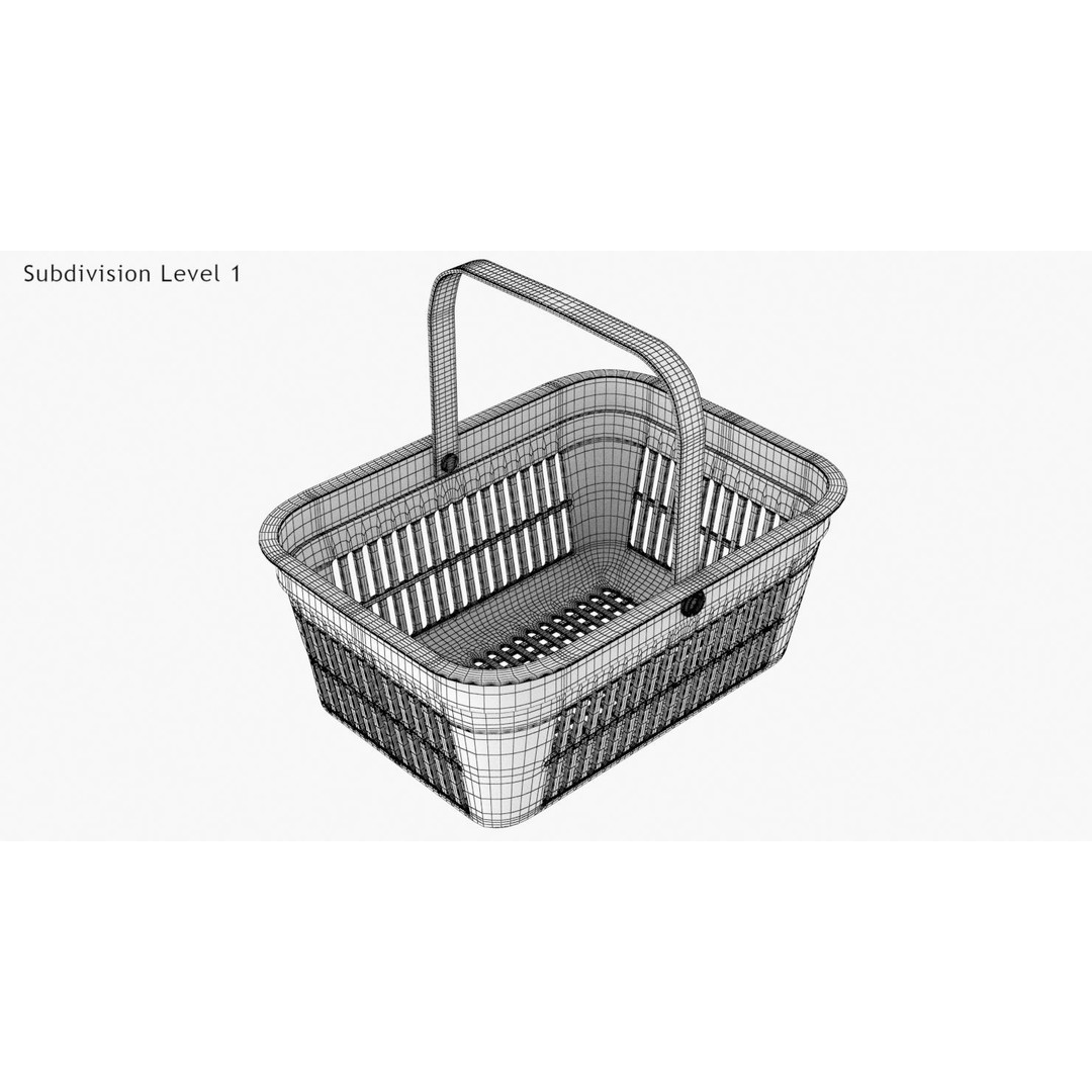 Shopping Hand Basket 3D Model – Low Poly Household Tool, FBX, PBR Textures - View 17