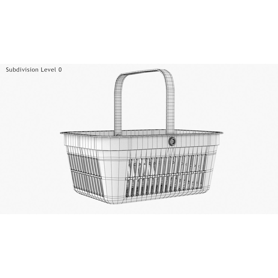 Shopping Hand Basket 3D Model – Low Poly Household Tool, FBX, PBR Textures - View 18