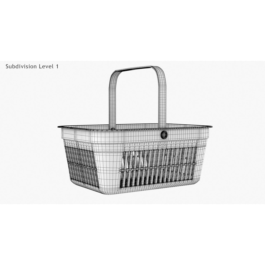Shopping Hand Basket 3D Model – Low Poly Household Tool, FBX, PBR Textures - View 19
