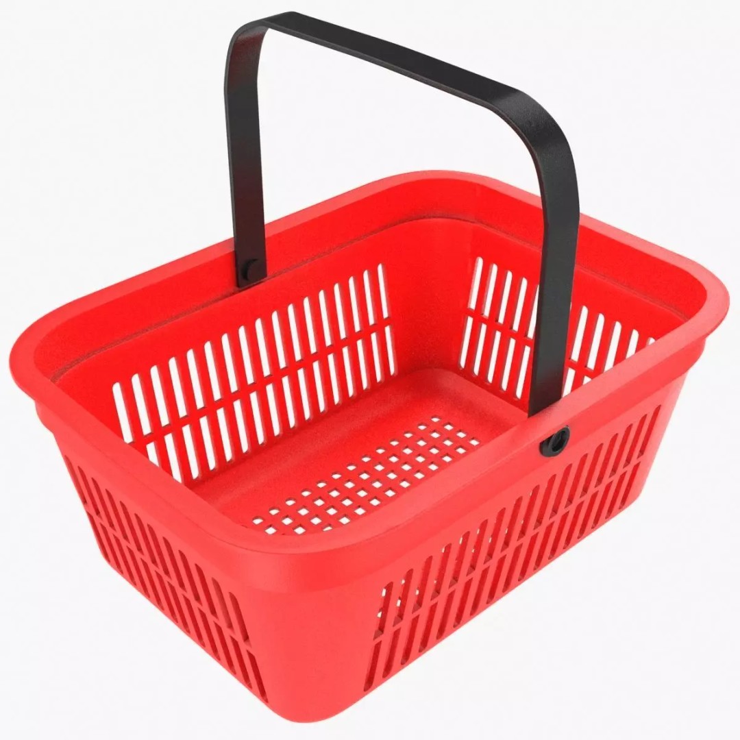 Shopping Hand Basket 3D Model – Low Poly Household Tool, FBX, PBR Textures - View 2