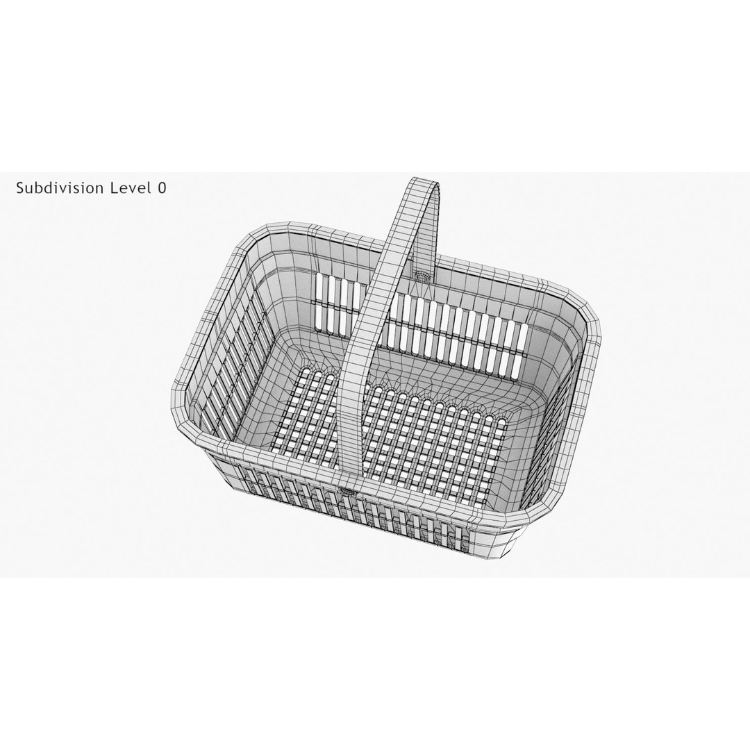 Shopping Hand Basket 3D Model – Low Poly Household Tool, FBX, PBR Textures - View 20