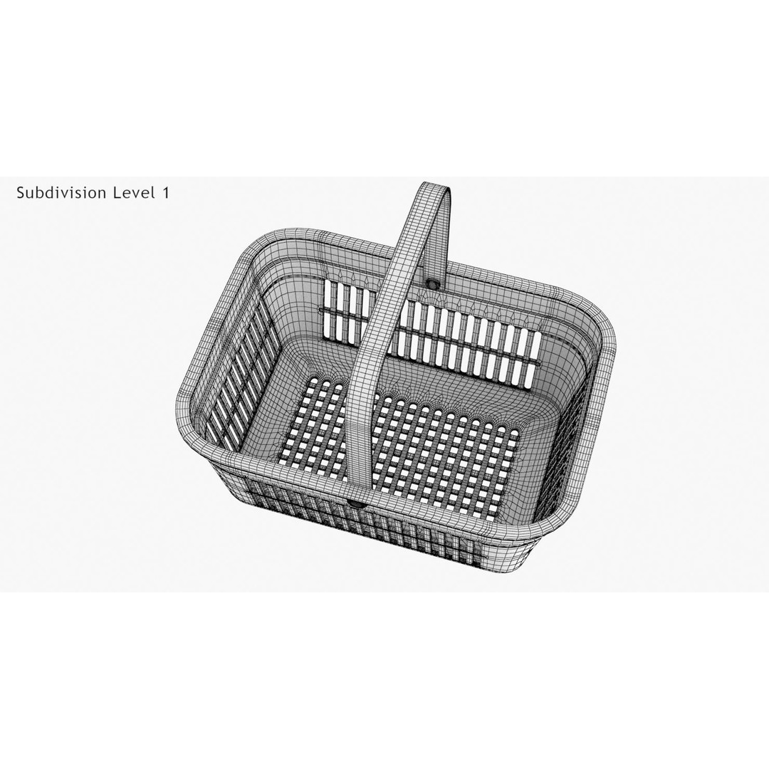 Shopping Hand Basket 3D Model – Low Poly Household Tool, FBX, PBR Textures - View 21